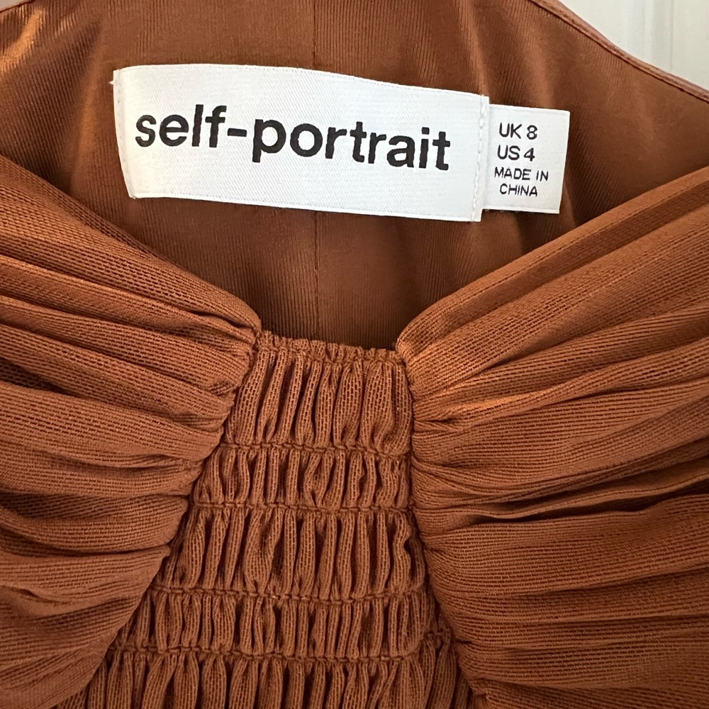 Self-Portrait Brown Tiered Sheath Cocktail Dress - Picture 3 of 3